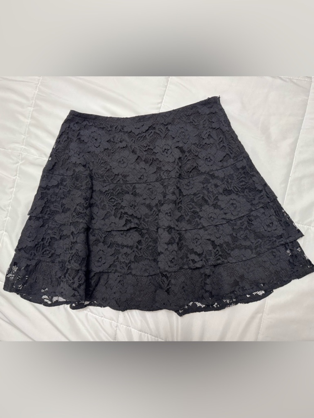 Peruvian Connection Black Drop Waist Ruffled Lace Mini Skirt - Picture 2 of 10